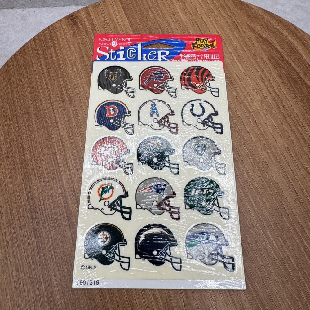 Vintage NFL Helmet Stickers Sheet Sealed American Greetings Football Decals 90's